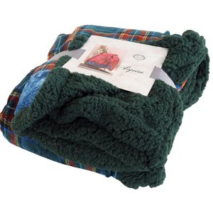 B.E.S. – Petrovice, s.r.o. Deka s beránkem mikroflanel Aspen, dárkové balení – zelenomodré káro Rozměr: 130×160