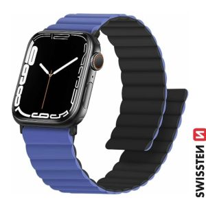 SWISSTEN řemínek pro Apple Watch silikonový, magnetický, 38 / 40 / 41 mm Barva: modro/černá