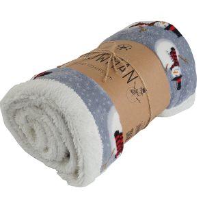 B.E.S. – Petrovice, s.r.o. Dětská deka s beránkem mikroflanel Snowman, dárkové balení – šedá Rozměr: 150×200 cm