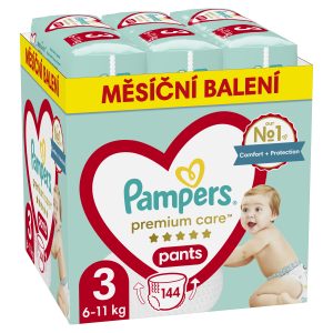 Pampers Premium Care Měsíční balení plenkových kalhotek vel. 3 (144 ks)