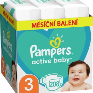 Pampers Active Baby Měsíční balení dětských plenek vel. 3 (208 ks)