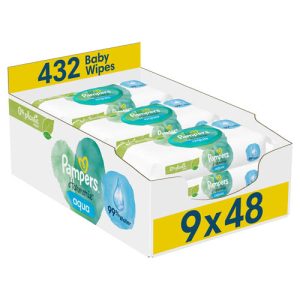 Pampers Harmonie Aqua Platic Free Dětské vlhčené ubrousky (9× 48 ks)