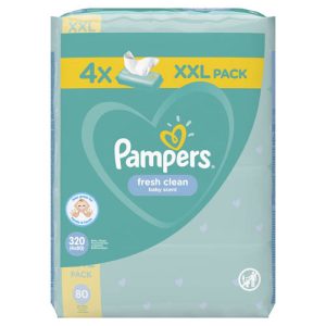 Pampers Fresh Clean XXL Dětské vlhčené ubrousky (4× 80 ks)