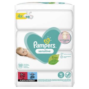 Pampers Sensitive XXL Dětské vlhčené ubrousky pro citlivou pokožku (4× 80 ks)