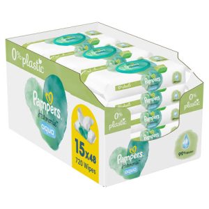 Pampers Harmonie Aqua Platic Free Dětské vlhčené ubrousky (15× 48 ks)