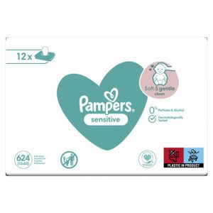 Pampers Sensitive BOX Dětské vlhčené ubrousky pro citlivou pokožku (12× 52 ks)