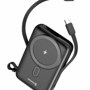 SWISSTEN Powerbanka 10000 mAh PD 20W s integrovanými kabely USB-C a Lightning (kompatibilní s MagSafe)