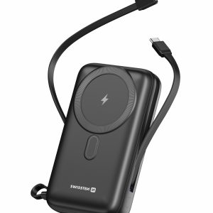 SWISSTEN Powebanka 20000 mAh PD 20W s integrovanými kabely USB-C a Lightning (kompatibilní s MagSafe)