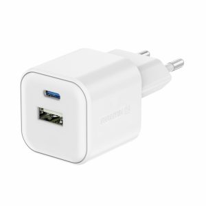 SWISSTEN Síťový adaptér GaN 1x USB-C 35W PD a 1x USB-A 27W QC Barva: Bílá