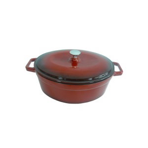 Červený litinový hrnec s poklicí 30 x 23 cm