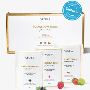 VENIRA PREMIUM kolagenový drink pro vlasy, nehty a pleť, mix příchutí (jahoda-limetka, černý rybíz, malina), 30 sáčků