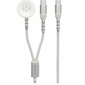 SWISSTEN Magnetický opletený kovový kabel pro Apple Watch, a USB-C, USB-C, 1,2 m, bílý