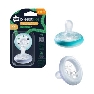 Tommee Tippee Dudlík Breast-like Night modrý 6–18 m (2 ks)