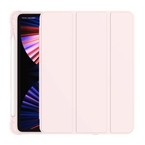 Pouzdro z PU kůže pro Apple iPad Pro 11 (2021) + slot pro Apple Pencil – růžová