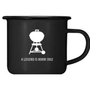 Smaltovaný hrnek s bílým grilem