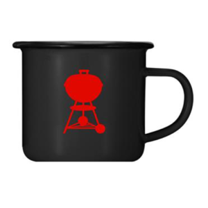 Smaltovaný hrnek s červeným grilem