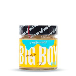BIG BOY® Vanilla – Kokos – Jemný kešu krém s kokosem a bio bílou čokoládou s kousky vanilky 250g