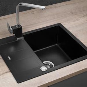 Concept Granitový dřez s odkapem DG05C45bc Cubis ČERNÝ