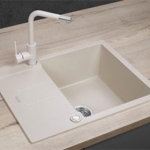 Concept Granitový dřez s odkapem DG05C45be Cubis BÉŽOVÝ