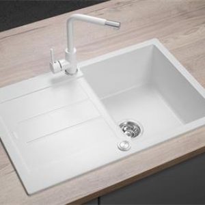 Concept Granitový dřez s odkapem DG10C45wh Cubis BÍLÝ