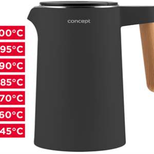 Concept Rychlovarná konvice s regulací teploty 1,5 l Salt  a  Pepper, antracitová RK3302