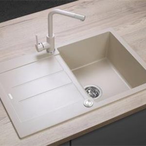 Concept Granitový dřez s odkapem DG10C45be Cubis BÉŽOVÝ