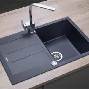 Concept Granitový dřez s odkapem DG10C45dg Cubis TMAVĚ ŠEDÝ