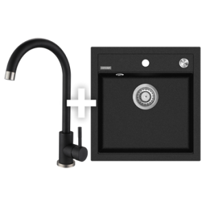Concept SET Dřez granitový bez odkapu DG00c50bc + Baterie dřezová granit BDG3234bc