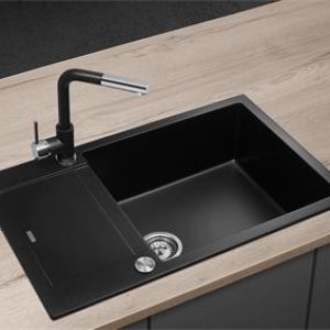 Concept Granitový dřez s odkapem DG05L60bc Linea ČERNÝ