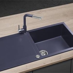 Concept Granitový dřez s odkapem DG15L60dg Linea TMAVĚ ŠEDÝ