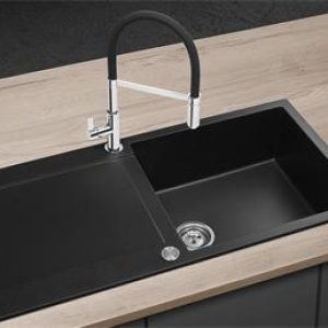 Concept Granitový dřez s odkapem DG15L60bc Linea ČERNÝ