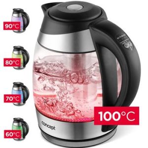 Concept RK4061 Rychlovarná konvice skleněná s regulací teploty a čajovým sítkem 1,8 l