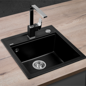 Concept Granitový dřez bez odkapu DG00C50bc Cubis ČERNÝ