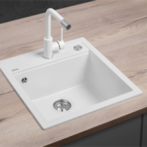 Concept Granitový dřez bez odkapu DG00C50wh Cubis BÍLÝ