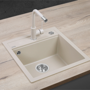 Concept Granitový dřez bez odkapu DG00C50be Cubis BÉŽOVÝ