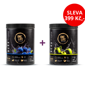 ONE LIFE BCAA modrá malina 400g + ONE LIFE BCAA zelené jablko 400g